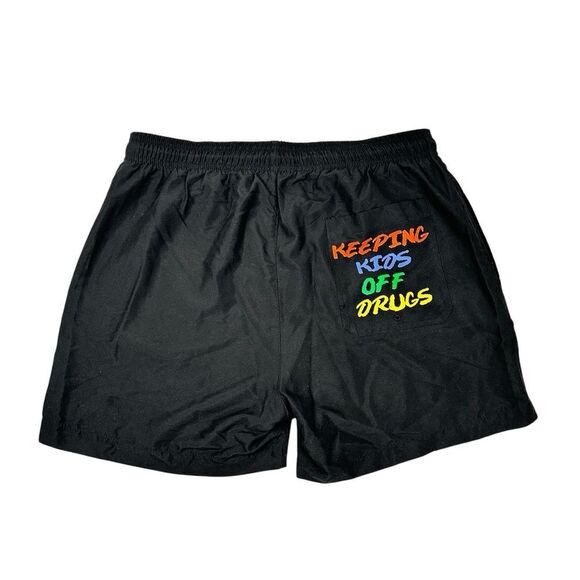 D.A.R.E Shorts Black Drawstring Keeping Kids Off Drugs Mens M DARE Double Sided - Picture 2 of 4